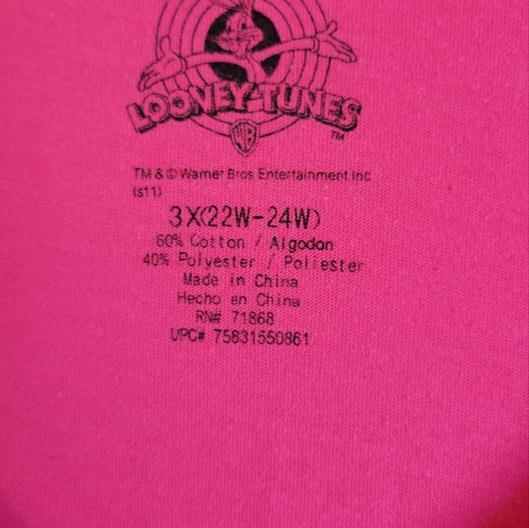 Looney Tunes branded. Tweety "WHATEVER" Pink t-shirt women's plus 3X - Picture 4 of 9